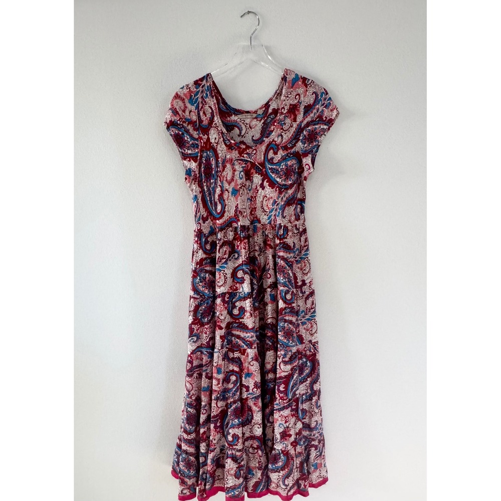 Soft Surroundings | Kara Framboise Red Paisley Short Sleeve Maxi Dress - Picture 3 of 6